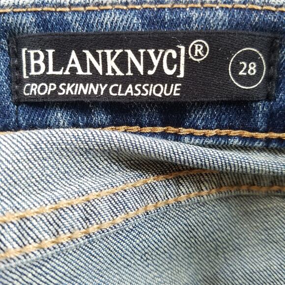 BLANK NYC Skinny Crop Jeans 28 Glitter Side Stripe Raw Hem Disco Party Fun - Picture 9 of 11